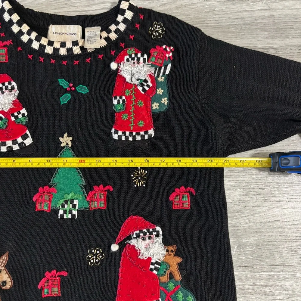 Vintage Lemon Grass 90s Ugly Christmas Sweater Size Medium Grandma Core - Picture 4 of 6